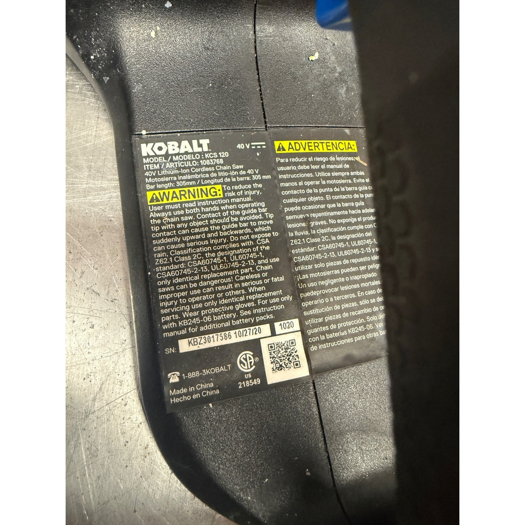 ✨ -Kobalt KCS120 40V Max Chainsaw For Parts Repair Motor Housing Tool Only
